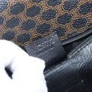 CELINE Macadam Canvas Circle Hand Bag PVC Leather Black Gold Auth 203016-22