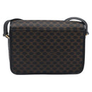 CELINE Macadam Canvas Circle Hand Bag PVC Leather Black Gold Auth 203016-3