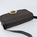 CELINE Macadam Canvas Circle Hand Bag PVC Leather Black Gold Auth 203016-6