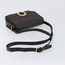 CELINE Macadam Canvas Circle Hand Bag PVC Leather Black Gold Auth 203016-7