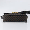 CELINE Macadam Canvas Circle Hand Bag PVC Leather Black Gold Auth 203016-9