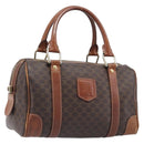 CELINE Macadam Canvas Boston Bag PVC Leather Brown Gold Auth 203018-1