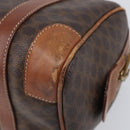 CELINE Macadam Canvas Boston Bag PVC Leather Brown Gold Auth 203018-14