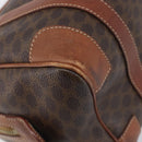 CELINE Macadam Canvas Boston Bag PVC Leather Brown Gold Auth 203018-15