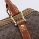 CELINE Macadam Canvas Boston Bag PVC Leather Brown Gold Auth 203018-17