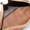 CELINE Macadam Canvas Boston Bag PVC Leather Brown Gold Auth 203018-20