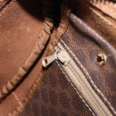 CELINE Macadam Canvas Boston Bag PVC Leather Brown Gold Auth 203018-23