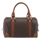 CELINE Macadam Canvas Boston Bag PVC Leather Brown Gold Auth 203018-3