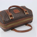 CELINE Macadam Canvas Boston Bag PVC Leather Brown Gold Auth 203018-6