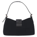 FENDI Mamma Baguette Shoulder Bag Cotton Jersey Black Silver Auth 203020V-2