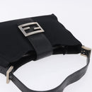 FENDI Mamma Baguette Shoulder Bag Cotton Jersey Black Silver Auth 203020V-6