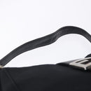 FENDI Mamma Baguette Shoulder Bag Cotton Jersey Black Silver Auth 203020V-8