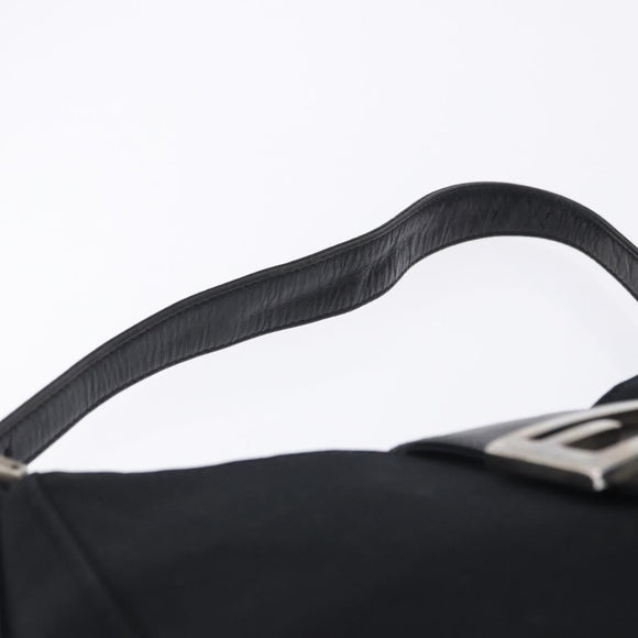 FENDI Mamma Baguette Shoulder Bag Cotton Jersey Black Silver Auth 203020V