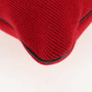CELINE Shoulder Bag Knitted Fabrics Red Silver Auth 203021V-14