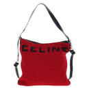 CELINE Shoulder Bag Knitted Fabrics Red Silver Auth 203021V-2