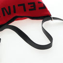 CELINE Shoulder Bag Knitted Fabrics Red Silver Auth 203021V-7