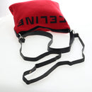 CELINE Shoulder Bag Knitted Fabrics Red Silver Auth 203021V-9