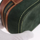 LOEWE Jewelry Pouch Suede Green Gold Auth 203034A-15