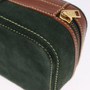 LOEWE Jewelry Pouch Suede Green Gold Auth 203034A-16