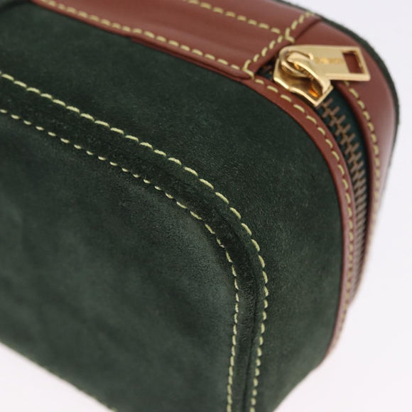 LOEWE Jewelry Pouch Suede Green Gold Auth 203034A