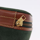 LOEWE Jewelry Pouch Suede Green Gold Auth 203034A-8