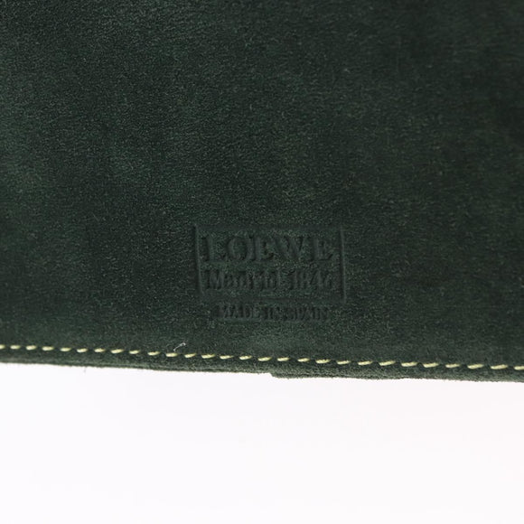 LOEWE Jewelry Pouch Suede Green Gold Auth 203034A