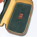 LOEWE Jewelry Pouch Suede Green Gold Auth 203034A-9