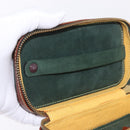 LOEWE Jewelry Pouch Suede Green Gold Auth 203034A-10