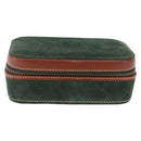 LOEWE Jewelry Pouch Suede Green Gold Auth 203034A-13