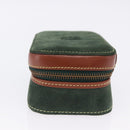 LOEWE Jewelry Pouch Suede Green Gold Auth 203034A-3