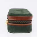 LOEWE Jewelry Pouch Suede Green Gold Auth 203034A-4