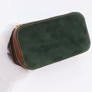 LOEWE Jewelry Pouch Suede Green Gold Auth 203034A-5
