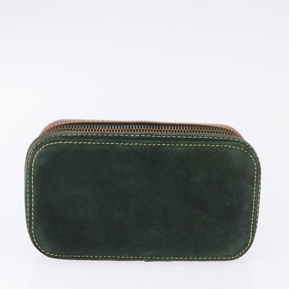 LOEWE Jewelry Pouch Suede Green Gold Auth 203034A