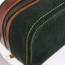 LOEWE Jewelry Pouch Suede Green Gold Auth 203034A-7