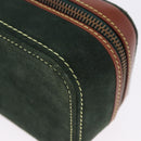 LOEWE Jewelry Pouch Suede Green Gold Auth 203034A-14