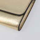 Salvatore Ferragamo Gancini Chain Shoulder Wallet Leather Gold Auth 203036V-11