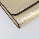 Salvatore Ferragamo Gancini Chain Shoulder Wallet Leather Gold Auth 203036V-12