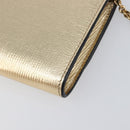 Salvatore Ferragamo Gancini Chain Shoulder Wallet Leather Gold Auth 203036V-13