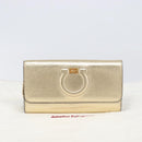 Salvatore Ferragamo Gancini Chain Shoulder Wallet Leather Gold Auth 203036V-26