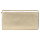 Salvatore Ferragamo Gancini Chain Shoulder Wallet Leather Gold Auth 203036V-3
