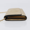 Salvatore Ferragamo Gancini Chain Shoulder Wallet Leather Gold Auth 203036V-5