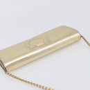Salvatore Ferragamo Gancini Chain Shoulder Wallet Leather Gold Auth 203036V-6