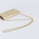 Salvatore Ferragamo Gancini Chain Shoulder Wallet Leather Gold Auth 203036V-7