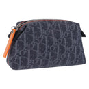 Christian Dior Trotter Canvas Flight Line Pouch Denim Navy Silver Auth 203039A-1