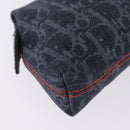 Christian Dior Trotter Canvas Flight Line Pouch Denim Navy Silver Auth 203039A-10