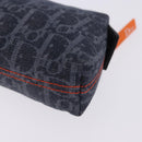 Christian Dior Trotter Canvas Flight Line Pouch Denim Navy Silver Auth 203039A-11