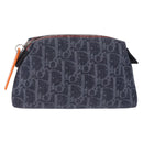 Christian Dior Trotter Canvas Flight Line Pouch Denim Navy Silver Auth 203039A-2