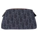 Christian Dior Trotter Canvas Flight Line Pouch Denim Navy Silver Auth 203039A-3