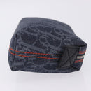 Christian Dior Trotter Canvas Flight Line Pouch Denim Navy Silver Auth 203039A-4