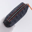 Christian Dior Trotter Canvas Flight Line Pouch Denim Navy Silver Auth 203039A-6